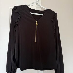 Michael Kors Black Blouse with Gold Zipper